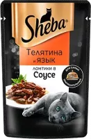 Влажный корм для кошек «Sheba» Телятина и язык, ломтики в соусе, 75 г